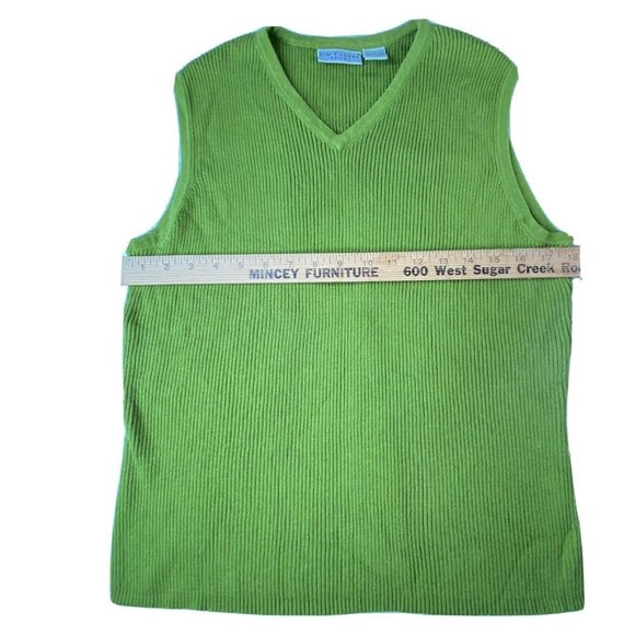 VTG Y2K Kim Rogers Sport Sweater Lot Womens L Green Pink Ribbed Preppy Academia - Picture 7 of 14